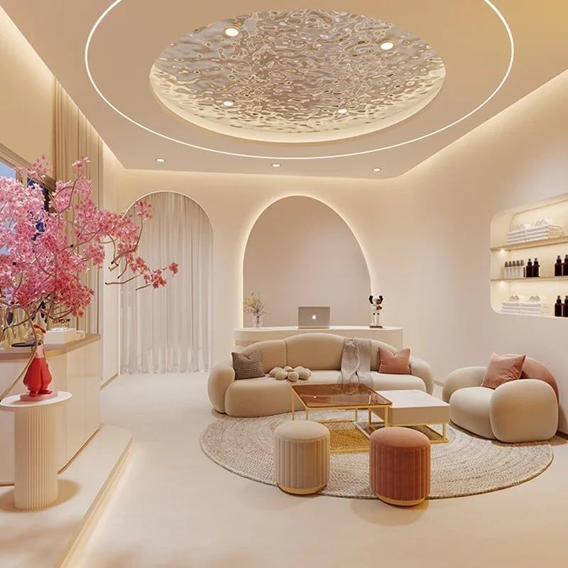 Aroma Homes Modern Curved Sofa Set – Cloud-Inspired Living Room Couch with Soft Armchairs & Ottomans (Beige, 3-Seater) - Image 2